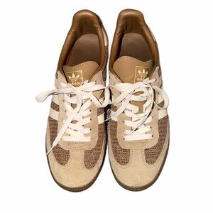 adidas Tan & Cream Suede Knit Low-Top Sneakers